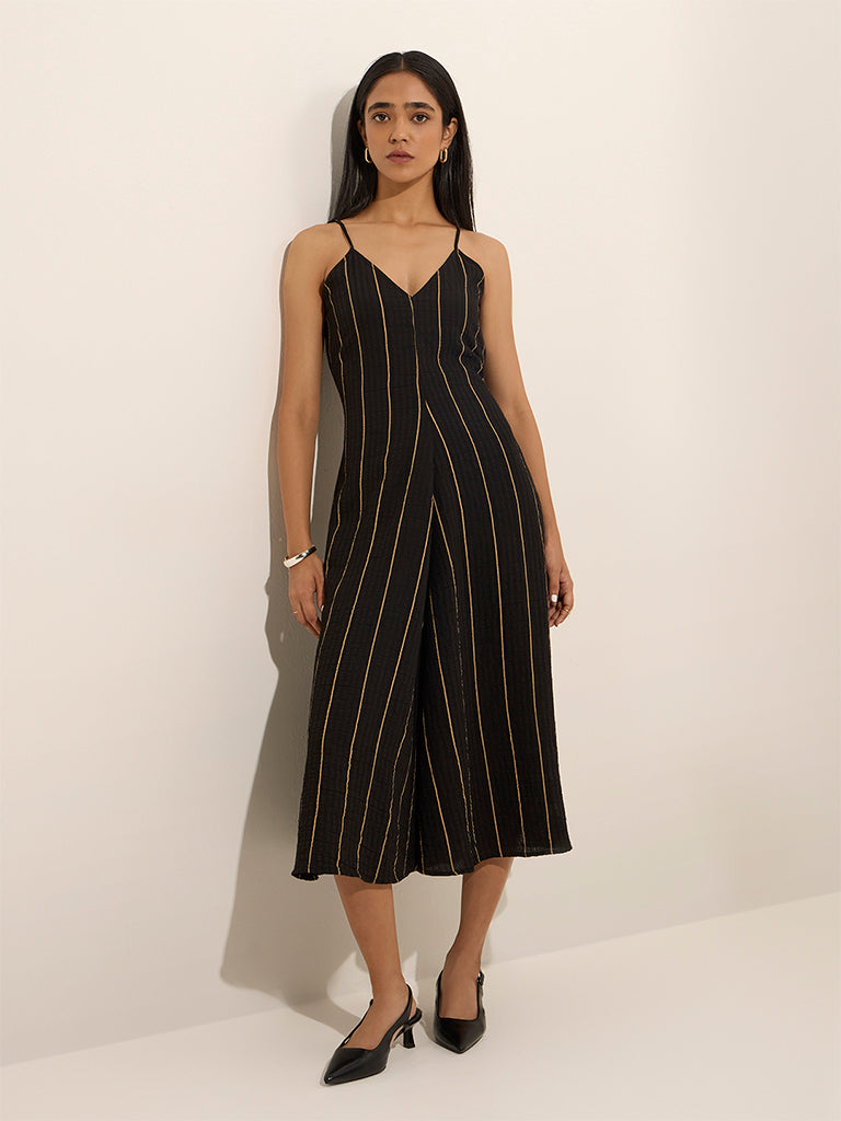 Wardrobe Black Striped A-Line Dress