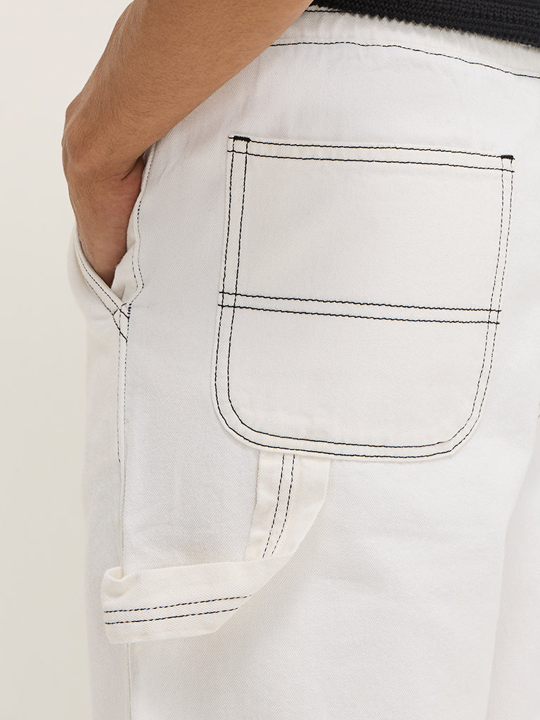 Nuon White Relaxed - Fit Mid - Rise Jeans