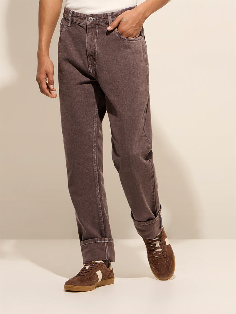 Nuon Brown Relaxed - Fit Mid - Rise Jeans