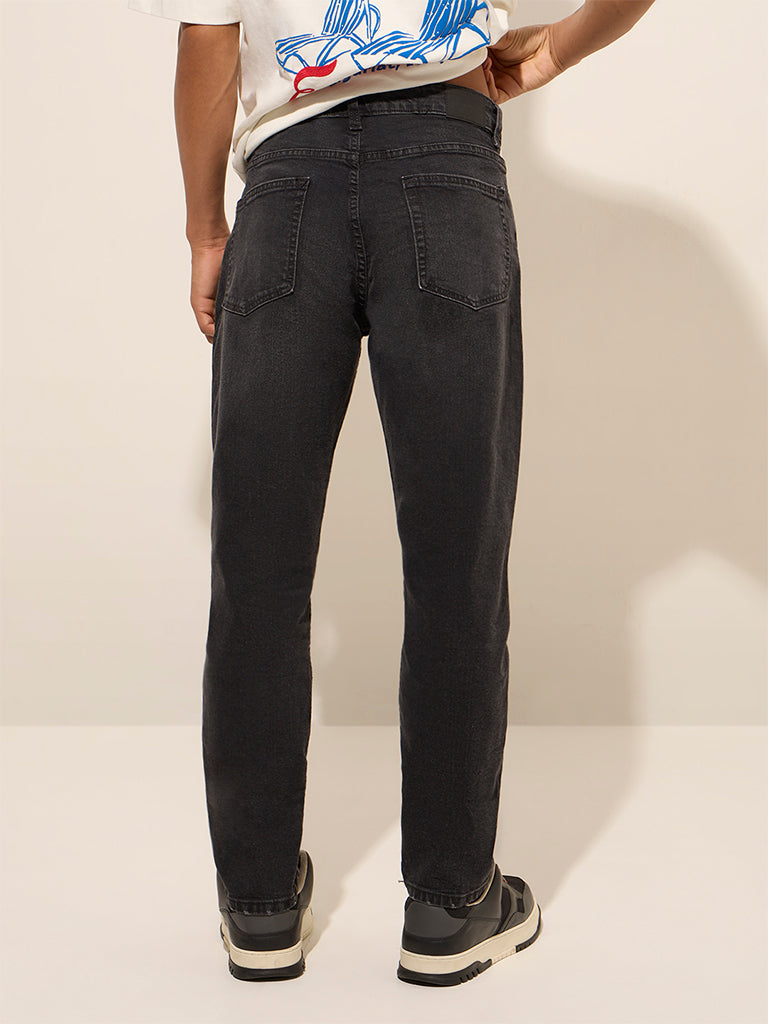 Nuon Charcoal Distressed Slim - Fit Mid - Rise Jeans