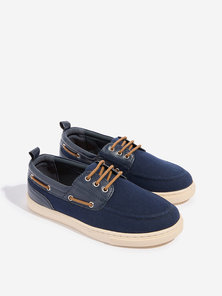 Yellow Navy Lace-Up Shoes