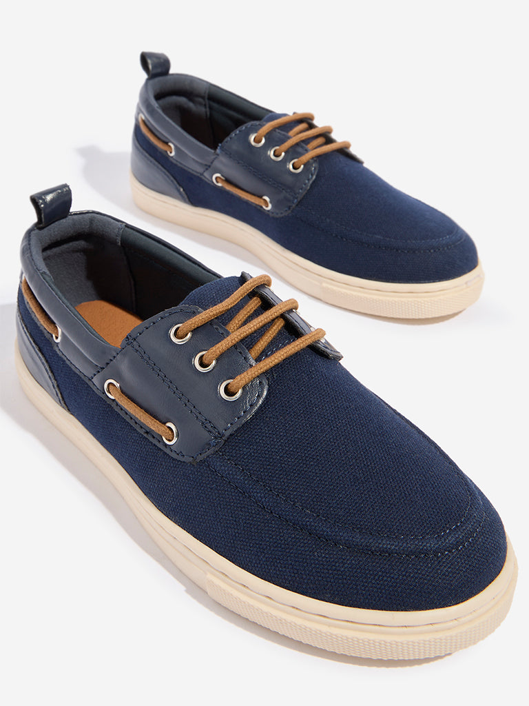 Yellow Navy Lace-Up Shoes