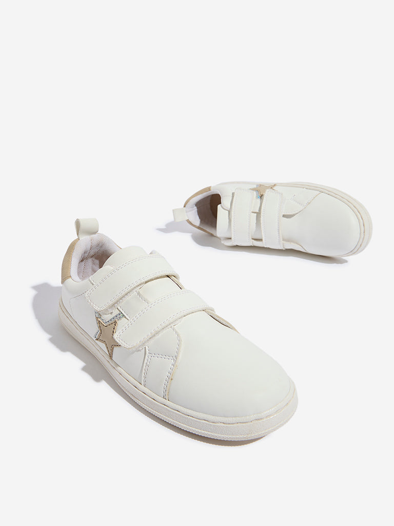 Yellow White Velcro Strap Shoes