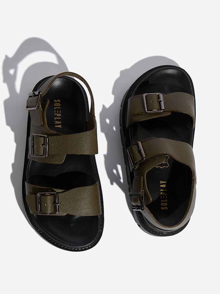 SOLEPLAY Olive Dual-Strap Slip-On Sandals