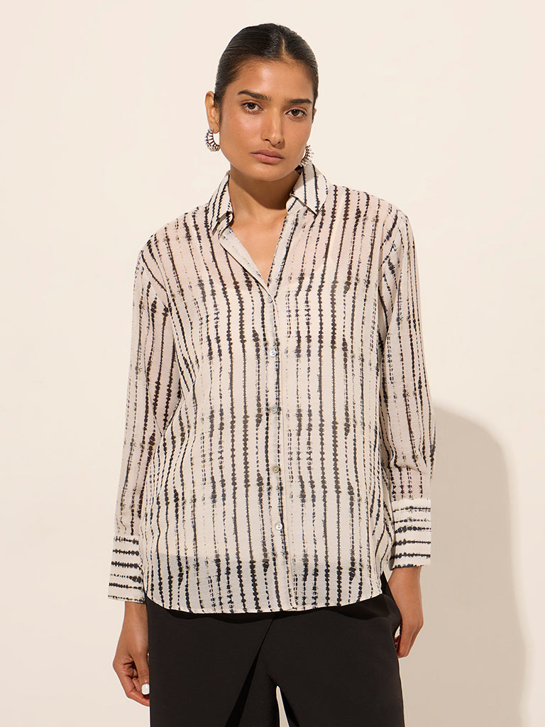 Wardrobe Ivory Printed Shirt with Camisole