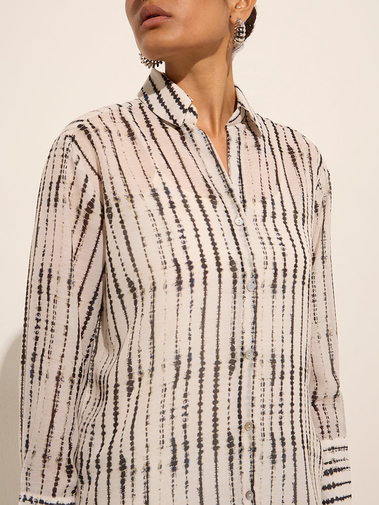 Wardrobe Ivory Printed Shirt with Camisole