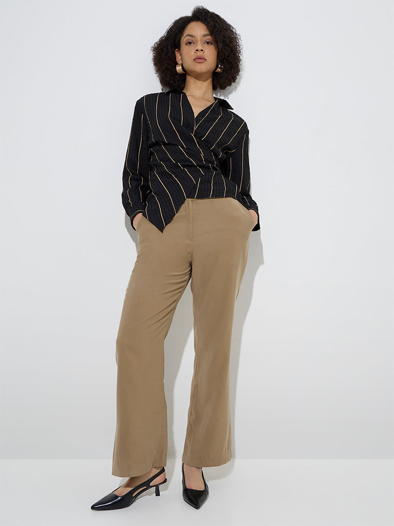 Wardrobe Khaki High-Rise Bootcut Trousers