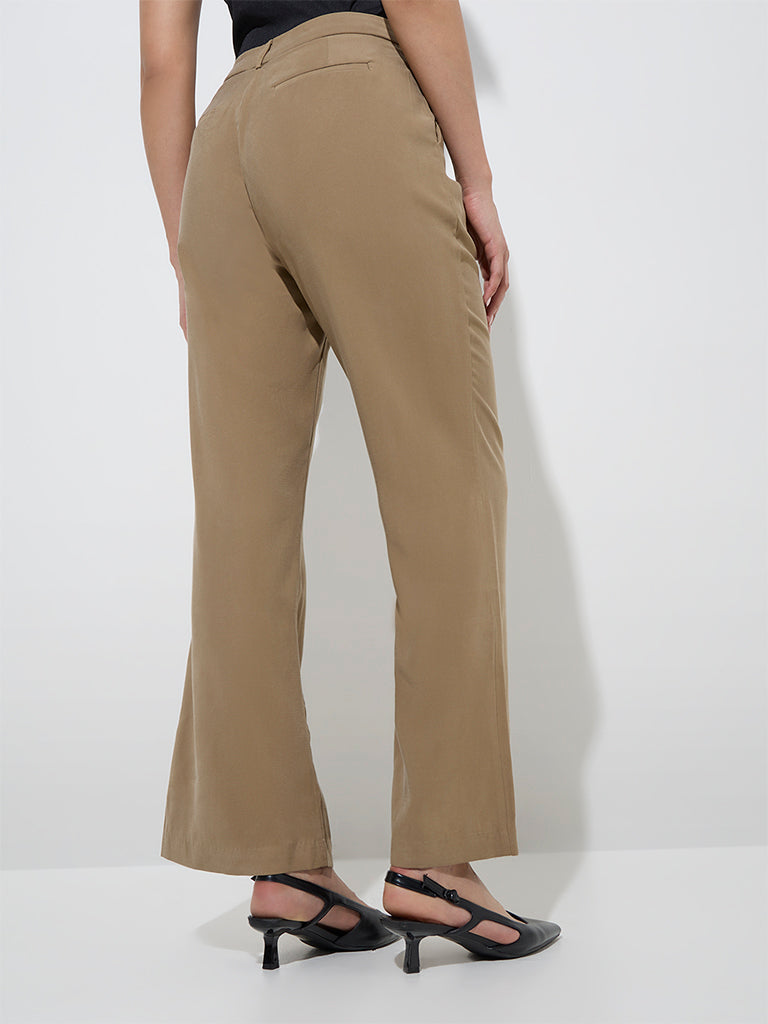 Wardrobe Khaki High-Rise Bootcut Trousers