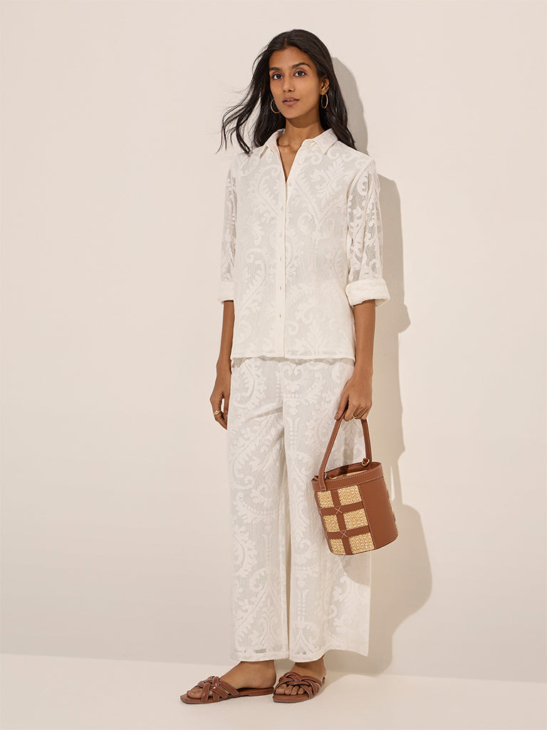 LOV White Lace-Detailed Cotton Shirt