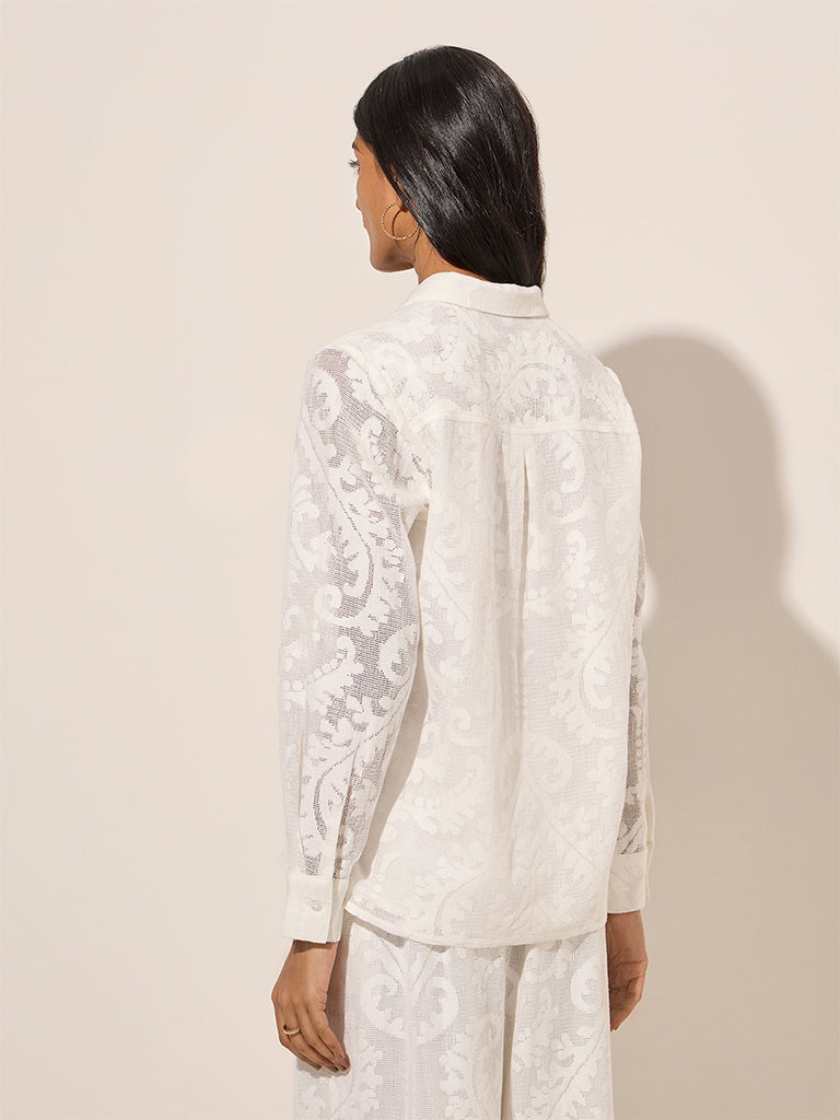 LOV White Lace-Detailed Cotton Shirt