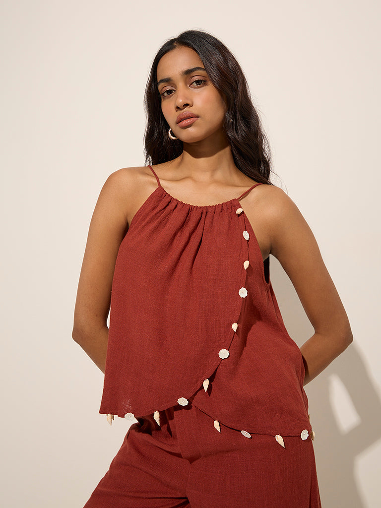 LOV Rust Wrap-Style Top