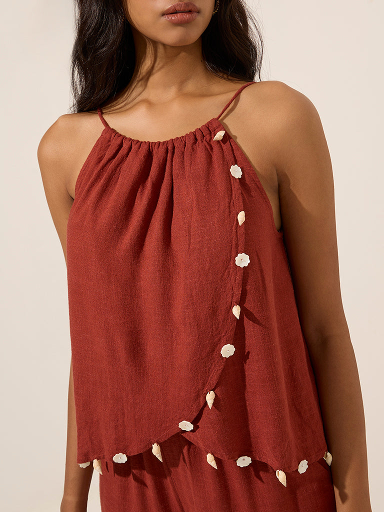 LOV Rust Wrap-Style Top