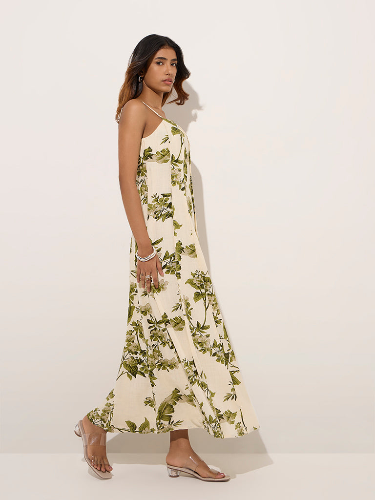 LOV Off-White Botanical Printed A-Line Dress