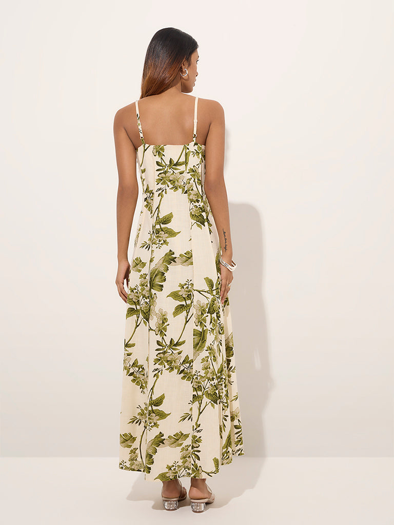 LOV Off-White Botanical Printed A-Line Dress