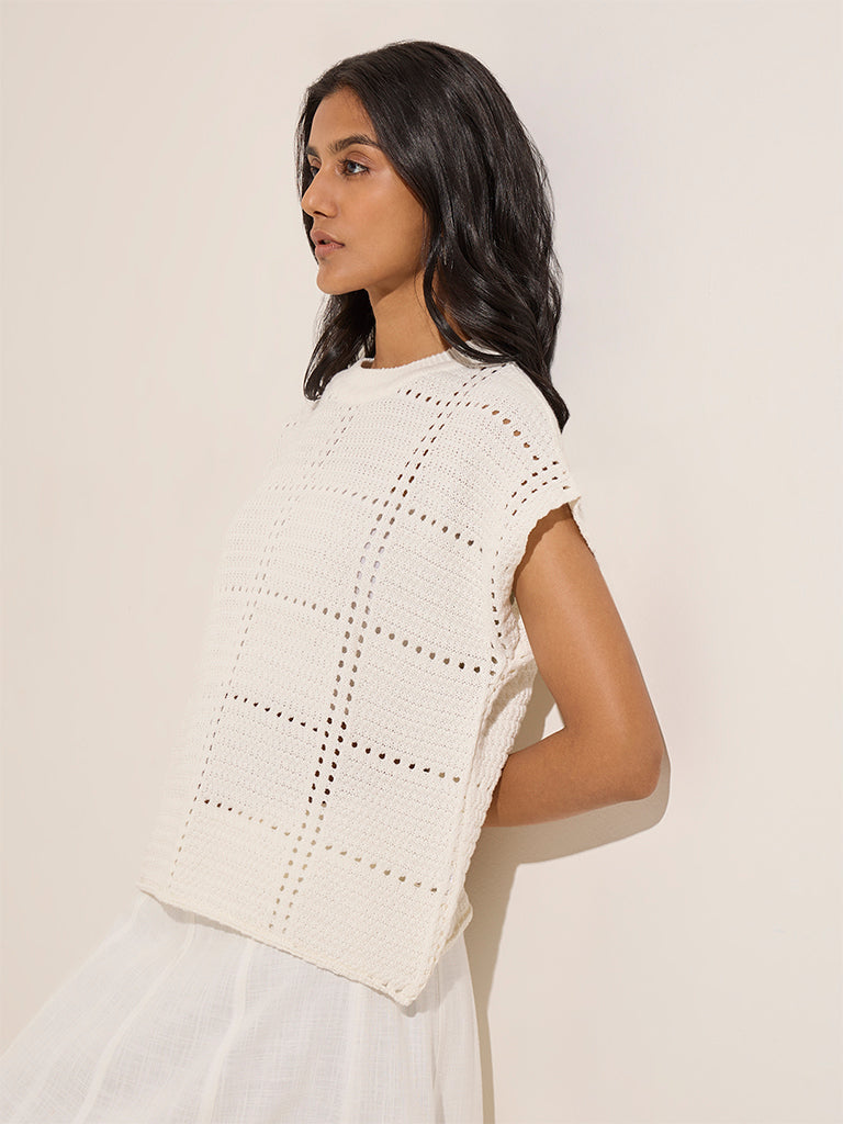 LOV White Crochet Cotton Top