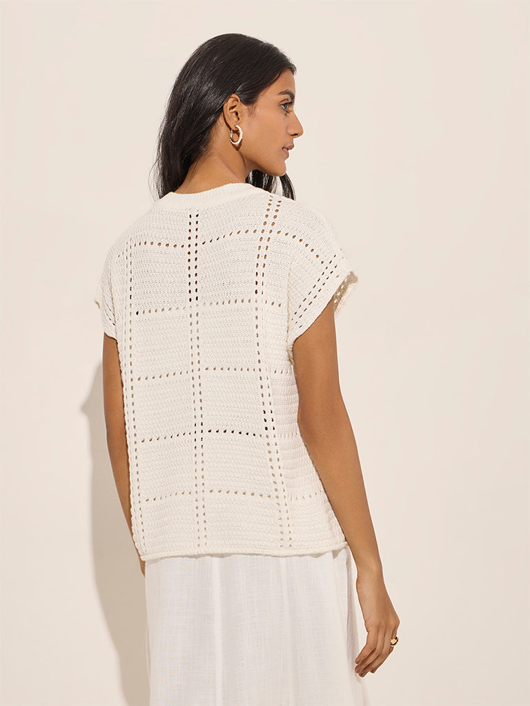 LOV White Crochet Cotton Top