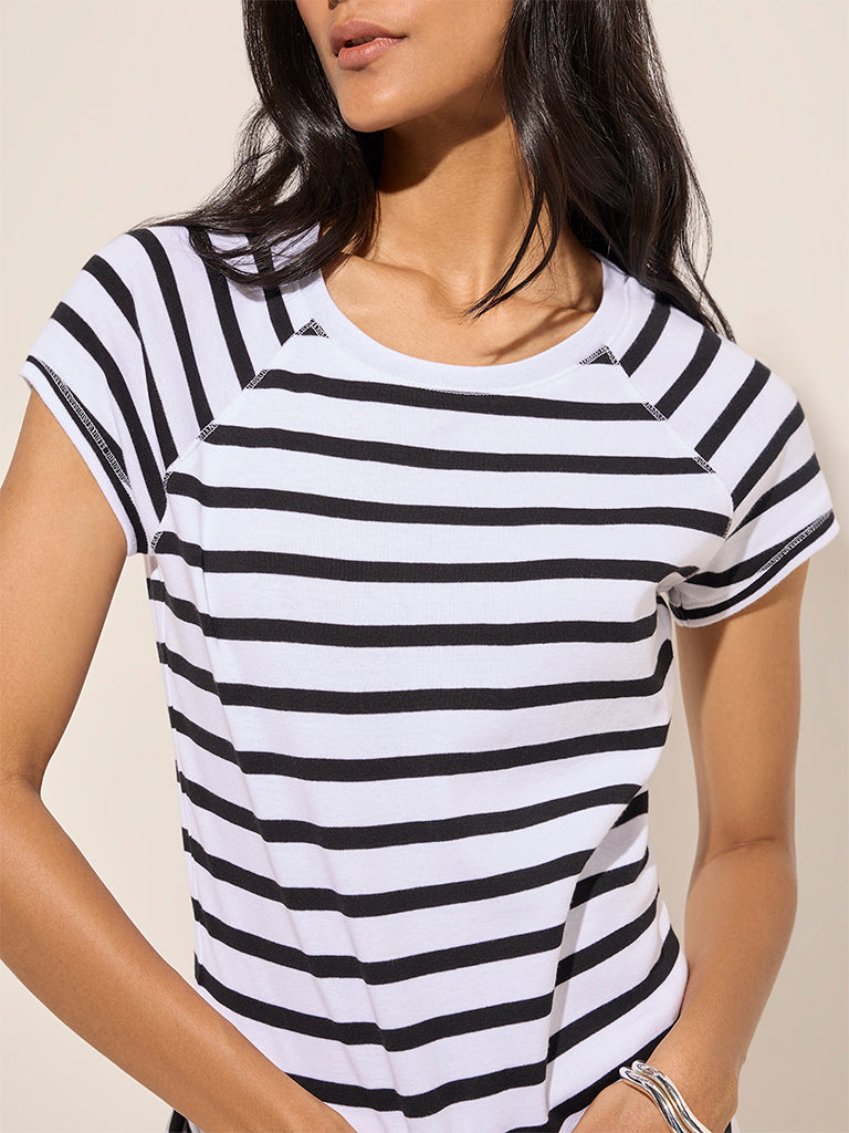 LOV White Striped Cotton Top