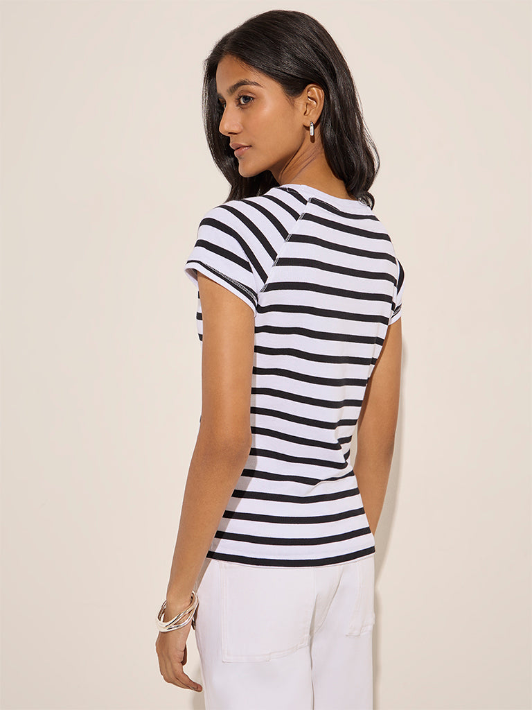 LOV White Striped Cotton Top