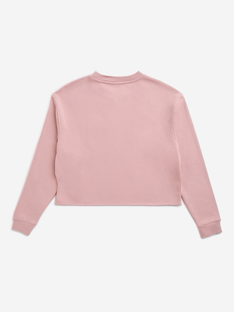 Y&F Kids Pink Text Print Cotton-Blend Sweatshirt