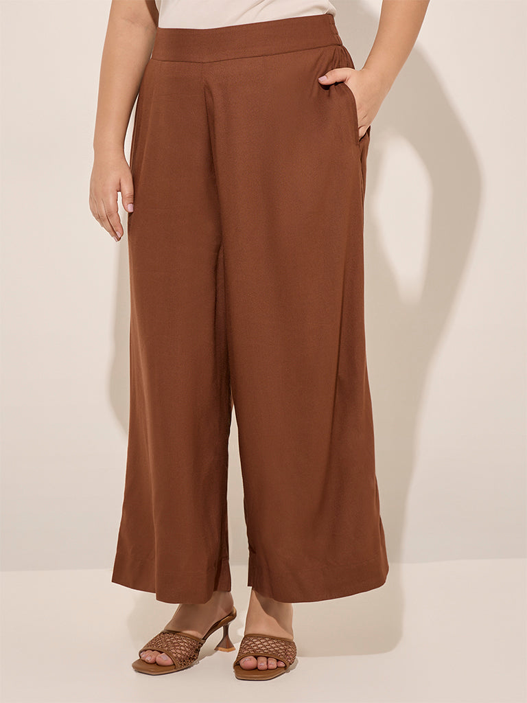 Diza Brown Solid Palazzos