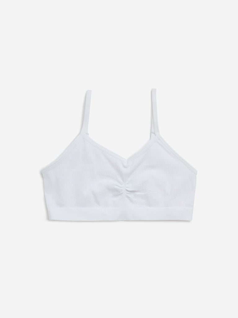 Y&F Kids White Cotton-Blend Crop Top