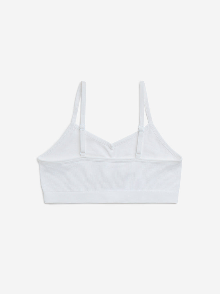 Y&F Kids White Cotton-Blend Crop Top