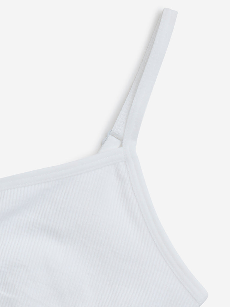 Y&F Kids White Cotton-Blend Crop Top