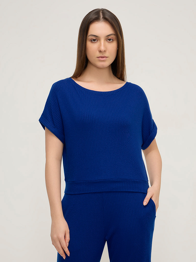 Wunderlove Blue Ribbed Top