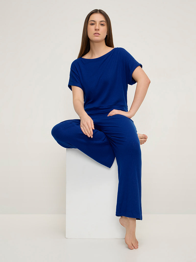 Wunderlove Blue Ribbed Top