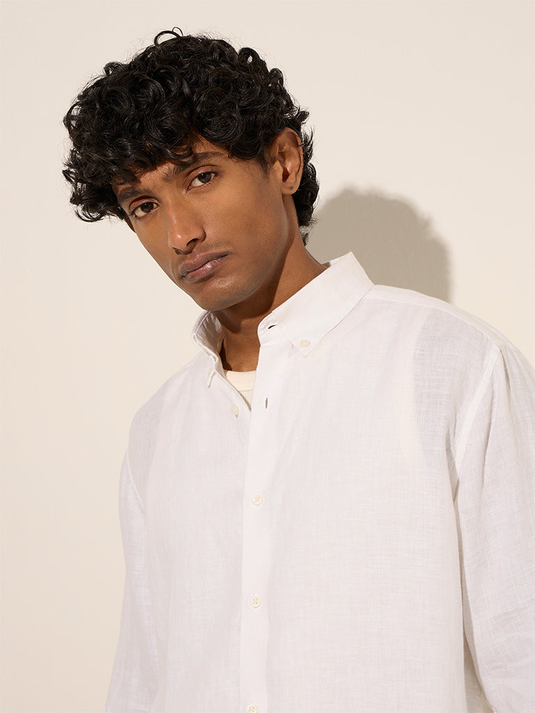 Ascot White Relaxed-Fit Linen Shirt