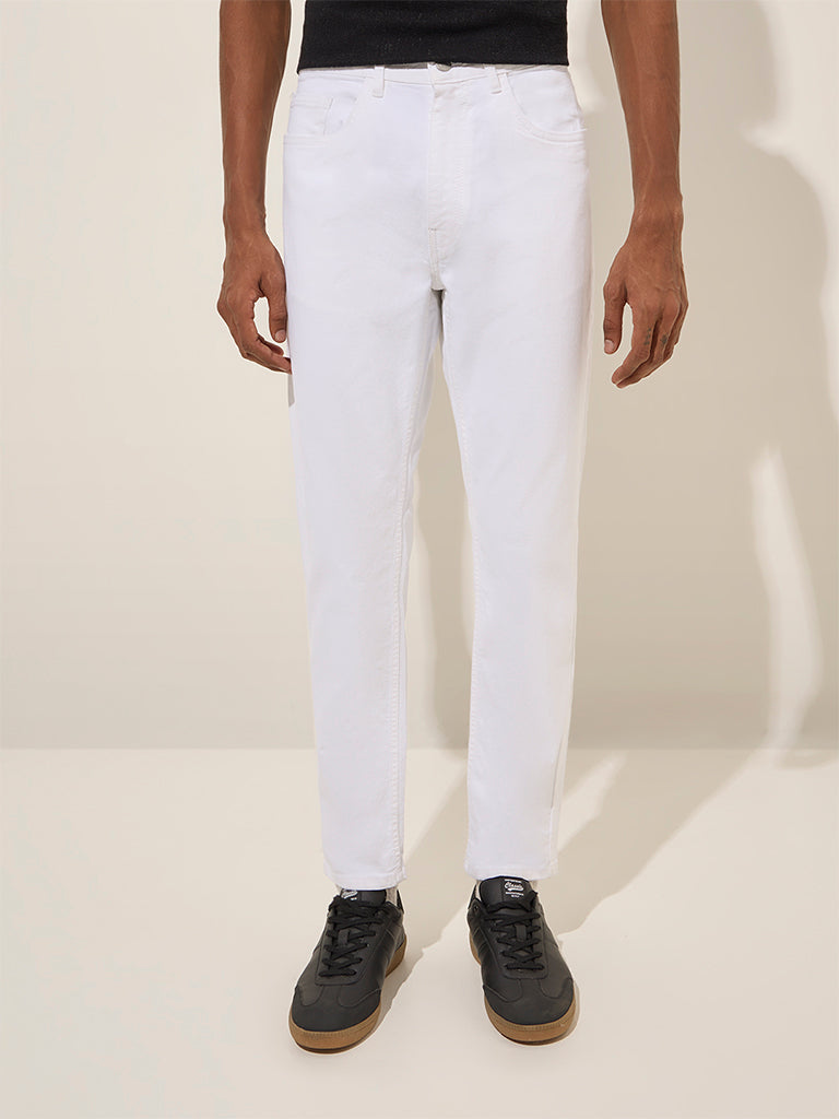 Nuon White Solid Slim - Fit Mid - Rise Jeans