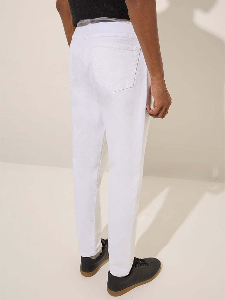 Nuon White Solid Slim - Fit Mid - Rise Jeans