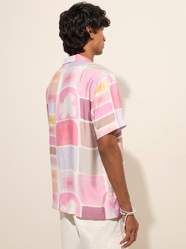 Nuon Pink Printed Relaxed-Fit Shirt