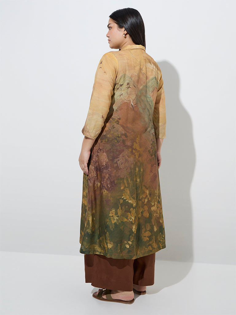 Diza Mustard Nature-Inspired A-Line Kurta