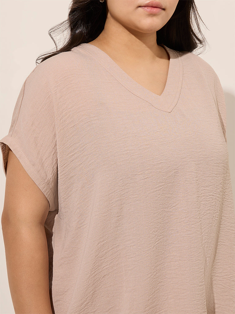 Gia Beige Crinkle-Textured Top