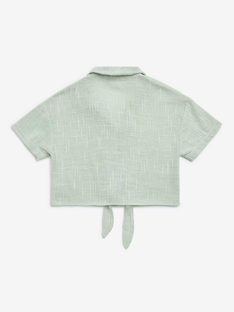 Y&F Kids Sage Tie-Up Detailed Cotton Shirt 