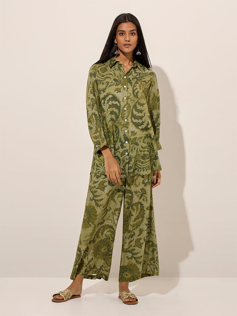 Utsa Green Botanical Printed Tunic