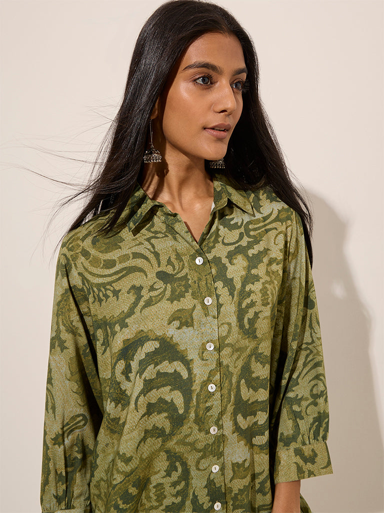 Utsa Green Botanical Printed Tunic