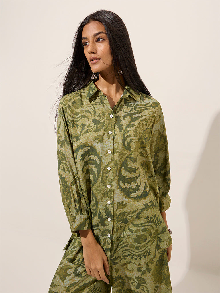 Utsa Green Botanical Printed Tunic