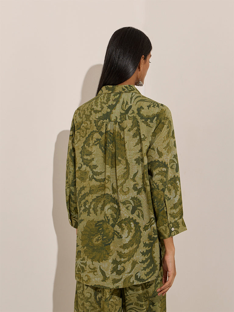 Utsa Green Botanical Printed Tunic