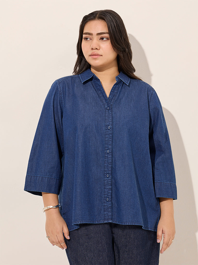 Gia Dark Blue Denim Shirt