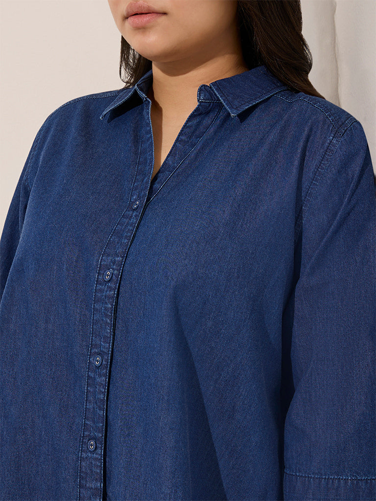 Gia Dark Blue Denim Shirt