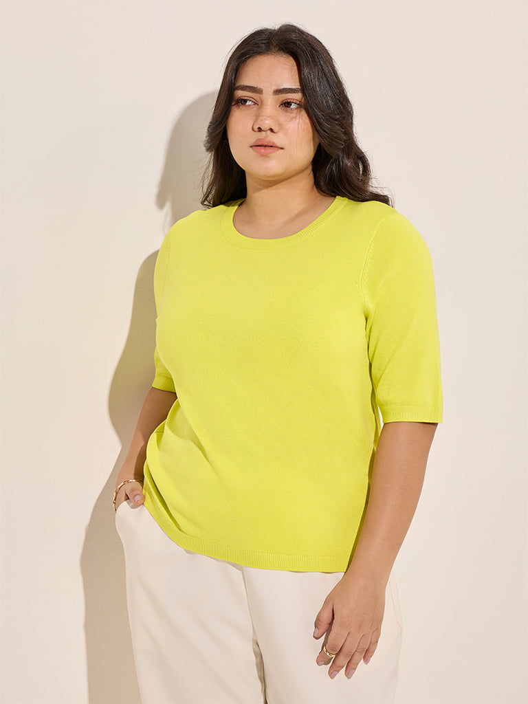 Gia Lime Knit-Textured Top