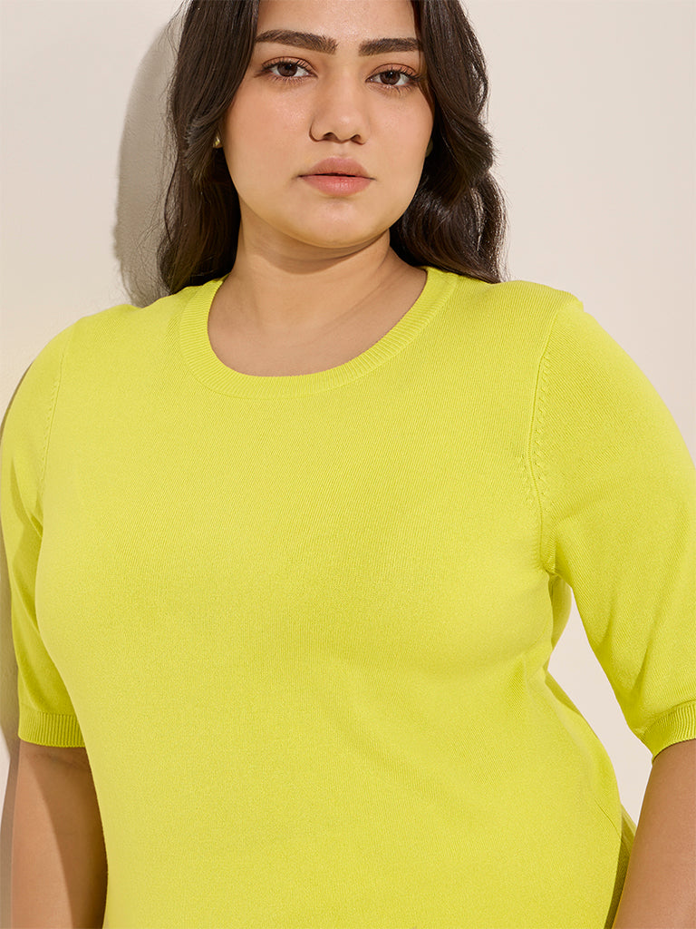 Gia Lime Knit-Textured Top