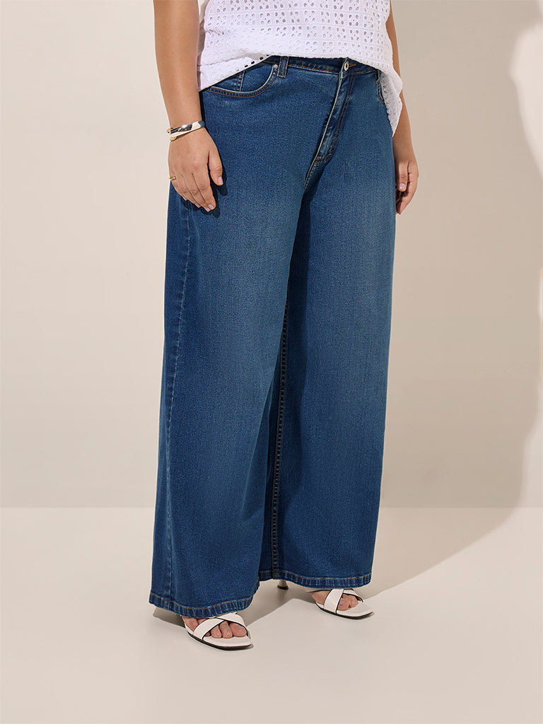 Gia Blue Wide Leg - Fit Mid - Rise Jeans