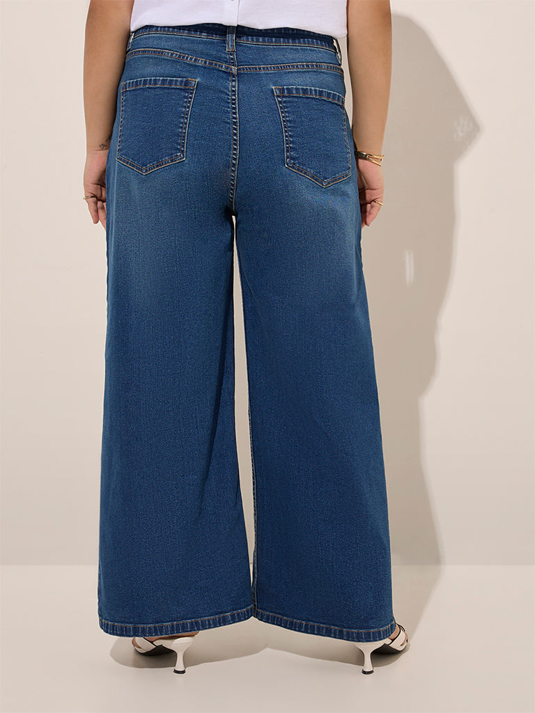 Gia Blue Wide Leg - Fit Mid - Rise Jeans