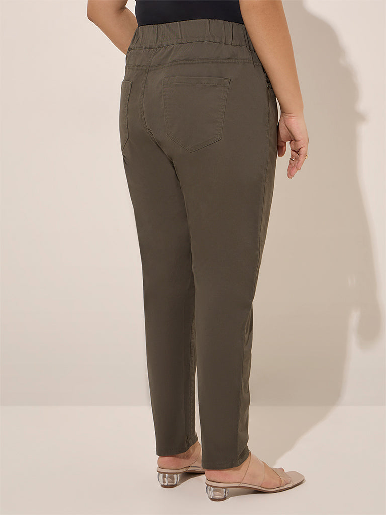 Gia Olive Solid High-Rise Cotton-Blend Jeggings