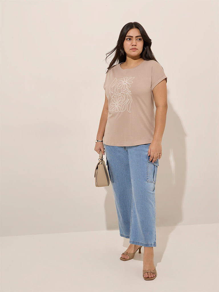 Gia Light Blue Cargo-Style Relaxed - Fit Mid - Rise Jeans