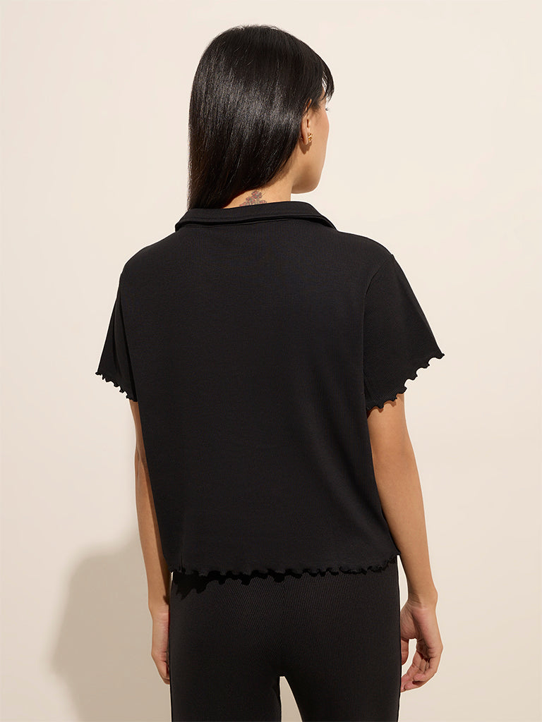 Superstar Black Ribbed Cotton Shirt