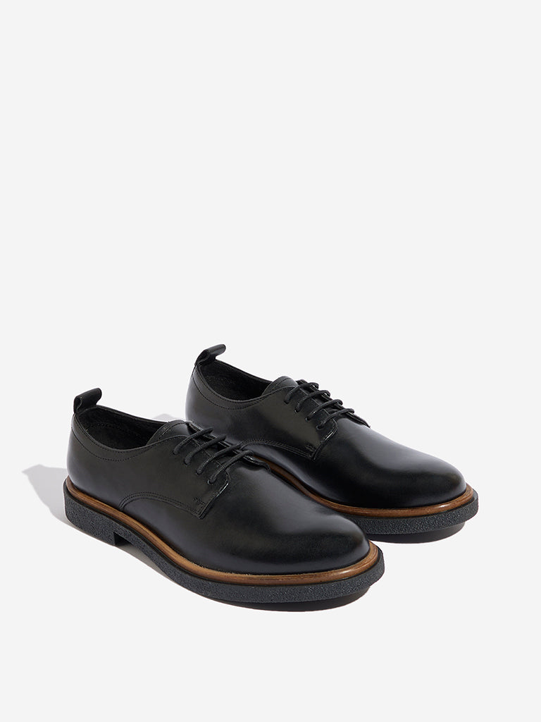 LUNA BLU Black Faux-Leather Derby Shoes